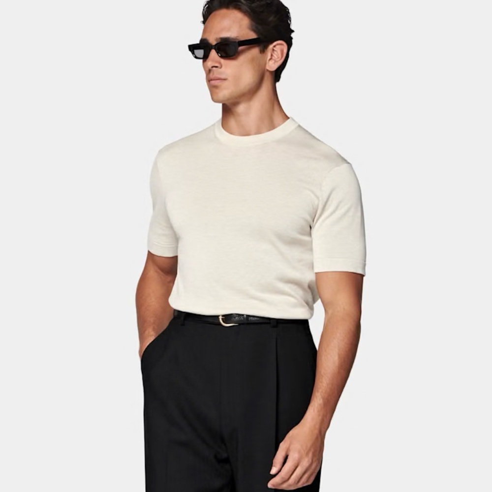Suitsupply Sand Short Sleeve Crew Neck - Size L